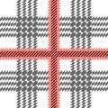 Textile print with checkers and stripes.